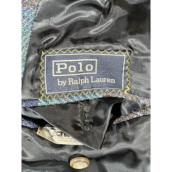 Polo Ralph Lauren Plaid Blazer Mens 38R Tweed University Union Made USA Vintage - Picture 6 of 7